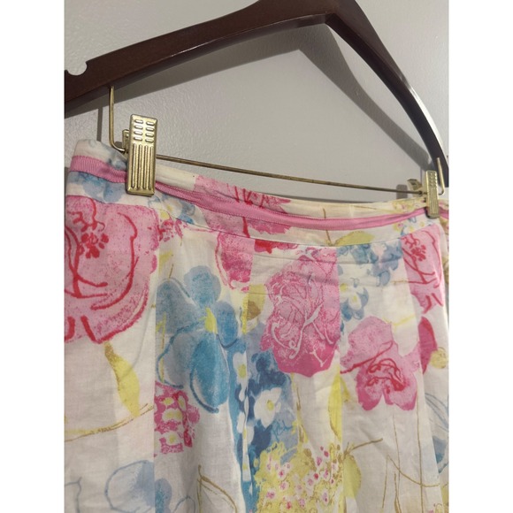 Sigrid Olsen Floral Watercolor Linen Blend Skirt Vintage Grandma Pleated Skirt - Picture 4 of 9